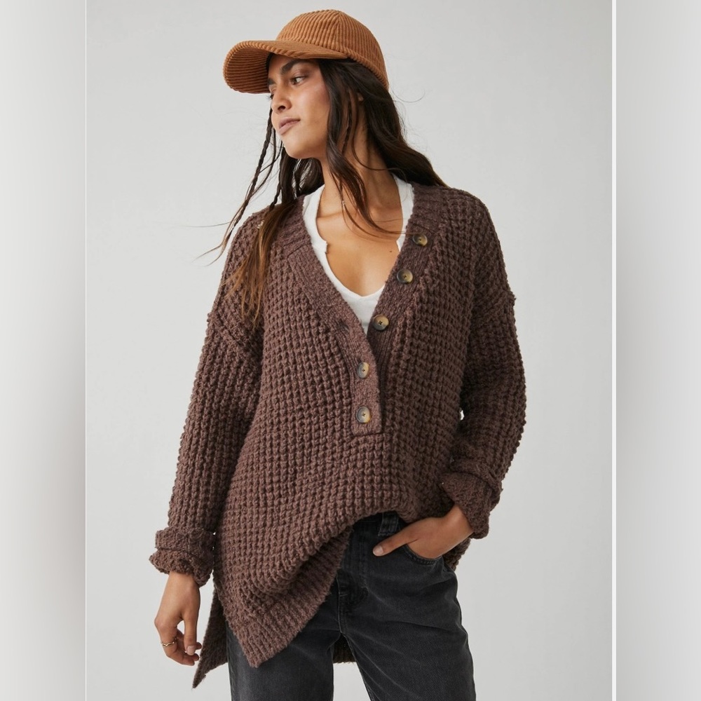 NWT Free People Whistle Thermal Henley Top!